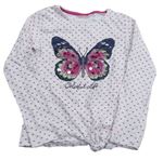 Bílé triko s motýly a flitry Kids