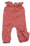 Růžový mušelínový podšitý kalhotový overal s puntíky Tu