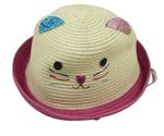 Krémový slaměný klobouk s kočičkou 
