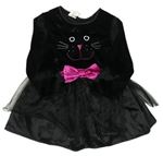 Kostým - Černé sametové šaty s tylem - kočka 