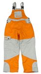 Oranžovo-světlešedé riflové pracovní laclové kalhoty s kapsou