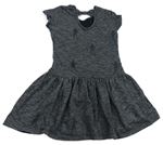 Černo-tmavošedé melírované teplákové šaty s dívkami zn. C&A