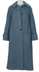 Dámský modro-šedý vzorovaný vlněný kabát 
