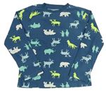 Modré fleecové pyžamové triko se zvířátky F&F