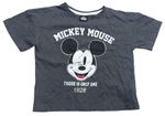 Tmavošedé crop tričko s Mickey Mousem Disney