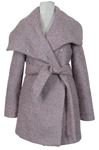 Dámský růžovo-šedý melírovaný vlněný kabát s páskem Reserved 