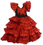 Kostým - Červeno-černé puntíkované šaty s třásněmi 