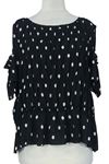 Dámská černo-bílá puntíkovaná halenka s volnými rameny Zara 