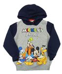 Šedo-tmavomodrá mikina s Mickeym a kapucí Disney