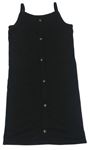 Černé žebrované šaty s knoflíčky Primark