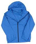 Modrá šusťáková nepromokavá bunda s ukrývací kapucí TCM 