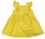 Žluté plátěné šaty s dirkovaným vzorem Next