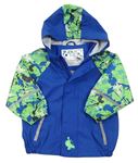 Cobaltově modro-zelená nepromokavá bunda se skvrnkami a kapucí lupilu