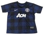 Tmavomodro-černý kostkovaný funkční fotbalový dres - Manchester United Nike