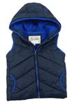 Tmavomodrá prošívaná šusťáková zateplená vesta s kapucí M&S