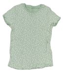 Zelené květinové žebrované tričko George
