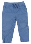Modré plátěné roll-up kalhoty s úpletovým pasem F&F