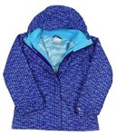 3v1 Modrá kostkovaná šusťáková bunda s kapucí + fleecová mikina Columbia