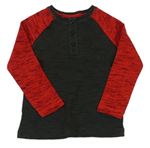 Antracitovo-červené melírované triko s knoflíčky TU