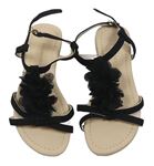 Béžovo-černé sandálky s kytičkami Primark vel. 32 