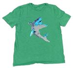 Zelené melírované tričko se žralokem z překlápěcích flitrů GAP