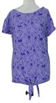 Dámské fialové květované tričko s uzlem George 