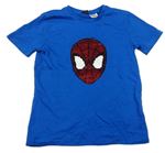 Modré tričko se Spidermanem z překlápěcích flitrů 