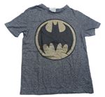 Šedo-černé melírované tričko s netopýrem - Batman DC