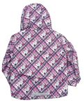 Bílo-růžovo-fialová vzorovaná šusťáková zimní bunda s kapucí zn. Lupilu