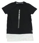 Černo-bílé tričko s nápisem a síťovinou Nutmeg