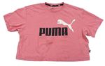 Růžové crop tričko s logem Puma 
