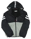 Černo-šedá šusťáková jarní bunda s kapucí H&M