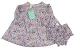 2Set - Lila květované šaty + kalhotky na plenky Monsoon 