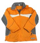 Oranžovo-šedo-bílá šusťáková lyžařská bunda s ukrývací kapucí Funboard 