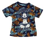 Tmavomodro-barevné vzorované tričko s Mickeym Disney