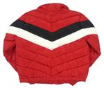Červeno-bílo-černá šusťáková zimní crop bunda zn. New Look