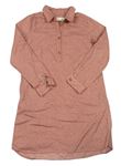 Růžové puntíkaté košilové šaty H&M