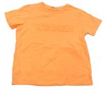 Neonově oranžové tričko s 3D nápisem Mango