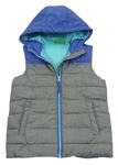 Modro-šedá šusťáková zateplená funkční vesta s kapucí Mountain Warehouse