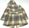 Smetanovo-modo-barevný kostkovaný pod/zimní kabát s kapucí zn. George 
