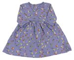 Fialové bavlněné šaty s kytičkami 