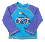 Azurovo-modrofialové UV triko se šnorchlem a brýlemi PUSBLU