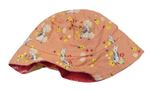 Růžový oboustranný klobouk s králíčky a kytičkami 