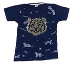 Tmavomodré tričko s tygrem z překlápěcích flitrů ZEY REK