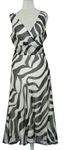 Dámské černo-bílé vzorované šifonové midi šaty Kaliko 