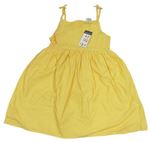 Žluté puntíkaté plátěné šaty Primark