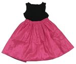 Černo-růžové šaty se šusťákovou vzorovanou sukní George