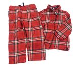 Červeno-tmavomodro-bílé kostkované flanelové pyžamo M&S