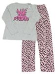 2set- Šedo-růžové vzorované pyžamo s nápisem Primark
