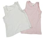 2x košilka - růžovo-bílá pruhovaná + bílá